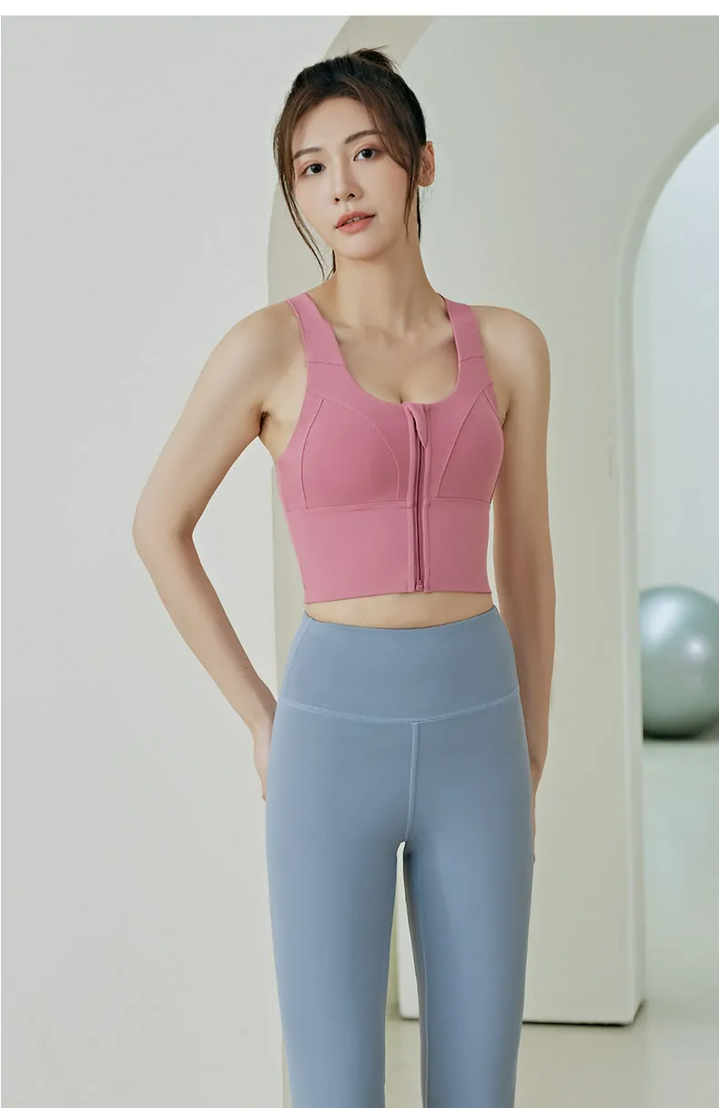 Front Zip High-Impact Sports Bra - Lightweight Street-Ready Top for Running & Gym - 图片 2