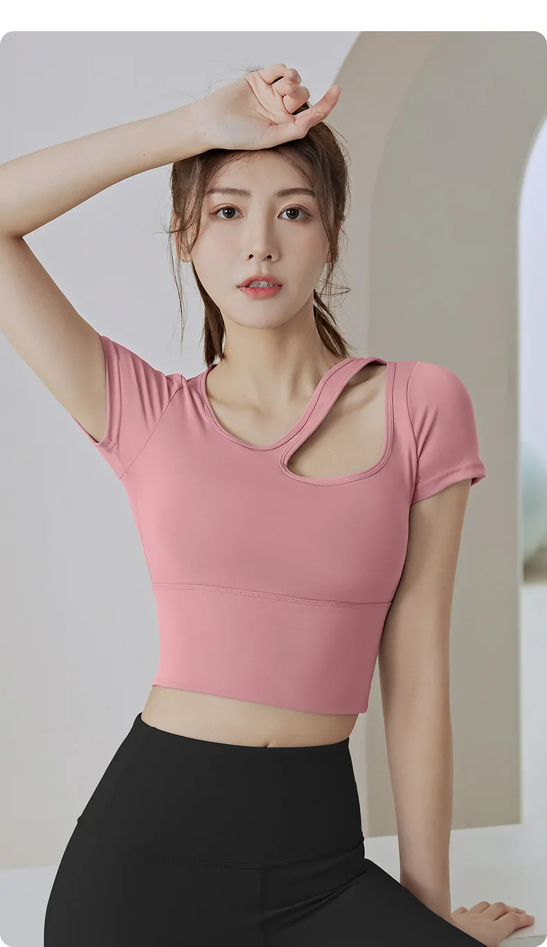 Women's Fitness Shirt with Built-in Bra - Breathable Workout Top for Gym & Yoga - 图片 3