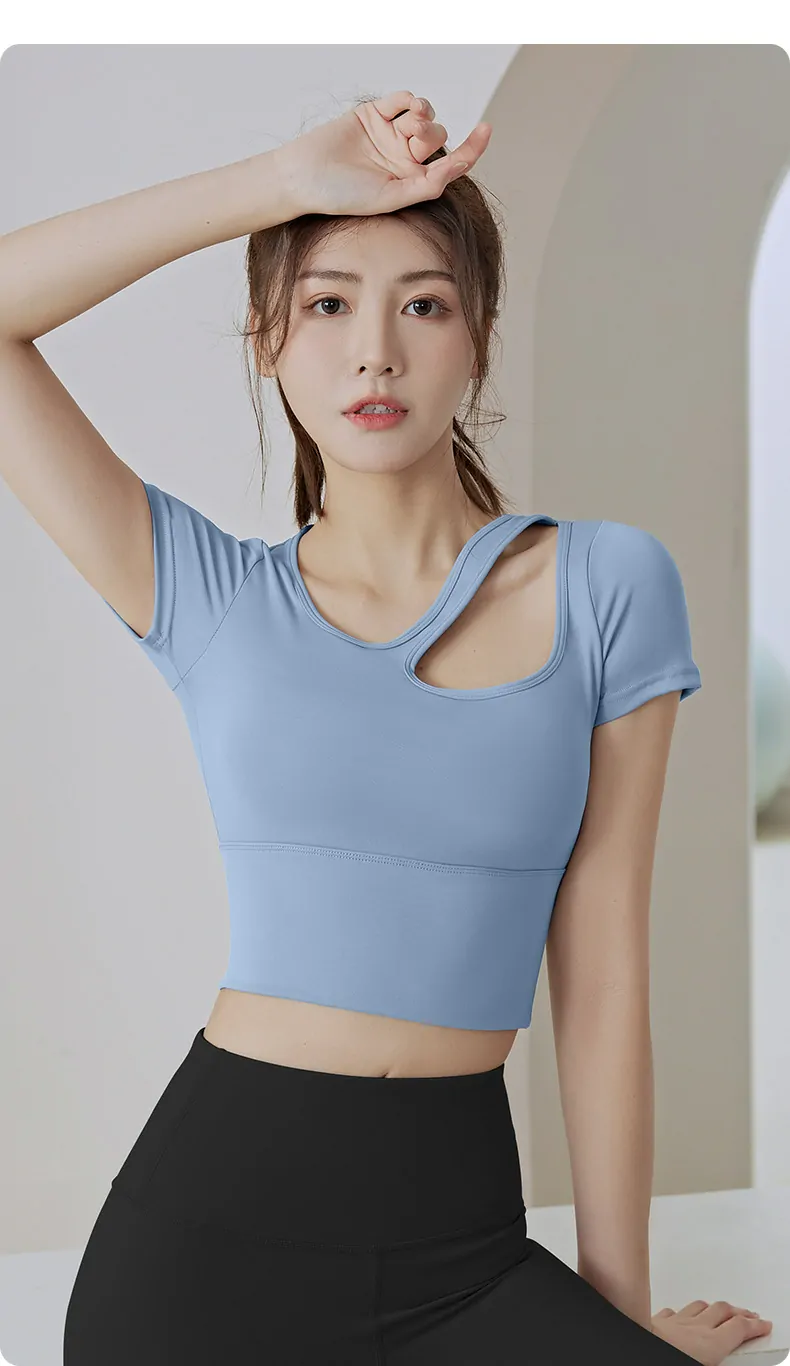 Women's Fitness Shirt with Built-in Bra - Breathable Workout Top for Gym & Yoga - 图片 6