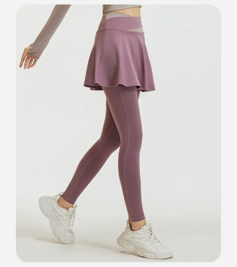 High Waisted Workout Leggings for Women - Color Block 2-in-1 Design with Booty Lifting - 图片 2