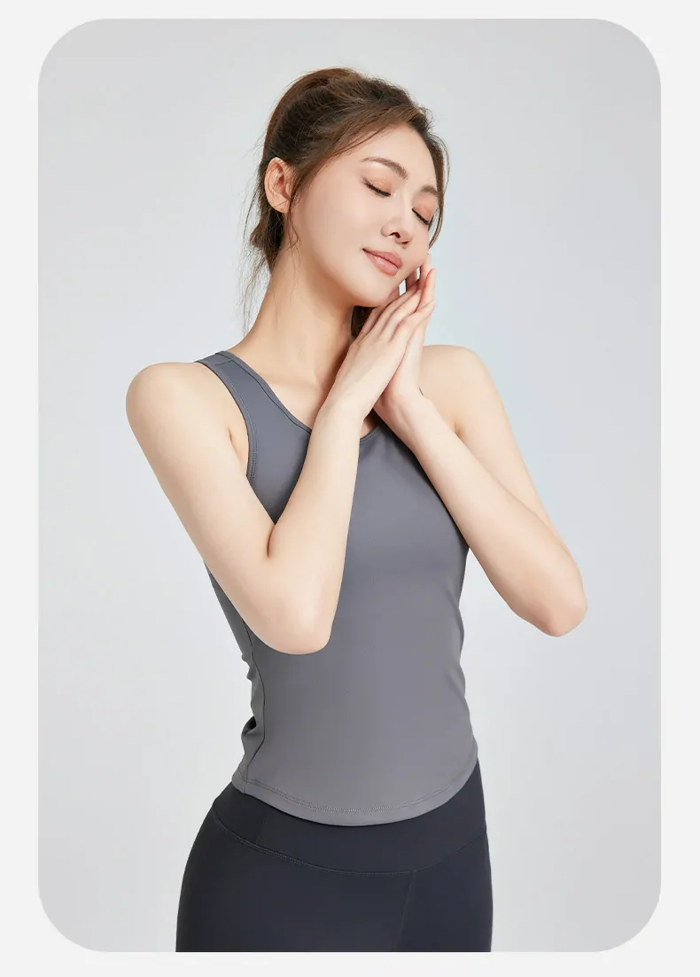 Women's Yoga Tank Top with Built-in Bra - Secure Fit Non-See Workout Shirt for Fitness - 图片 2