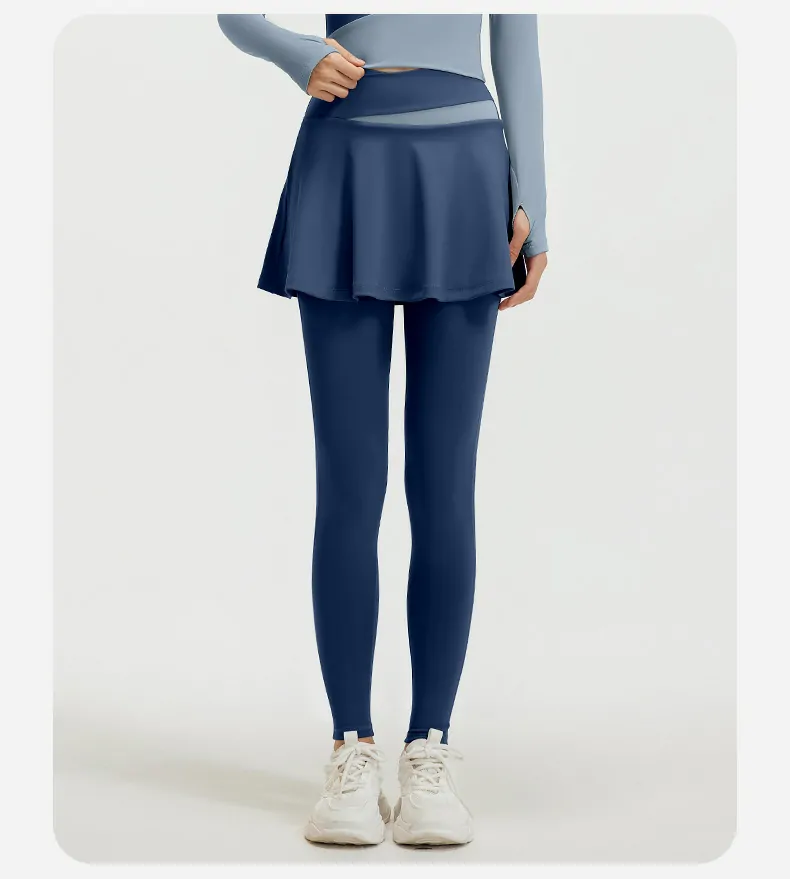 High Waisted Workout Leggings for Women - Color Block 2-in-1 Design with Booty Lifting - 图片 5