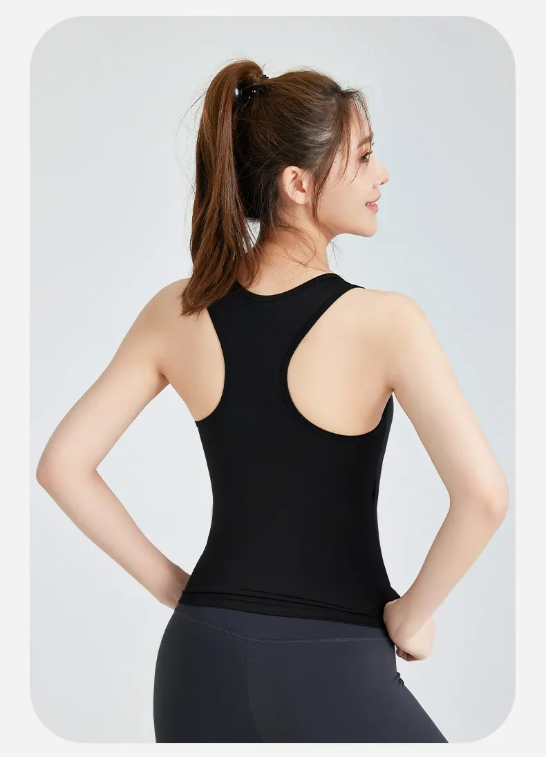Women's Yoga Tank Top with Built-in Bra - Secure Fit Non-See Workout Shirt for Fitness - 图片 4