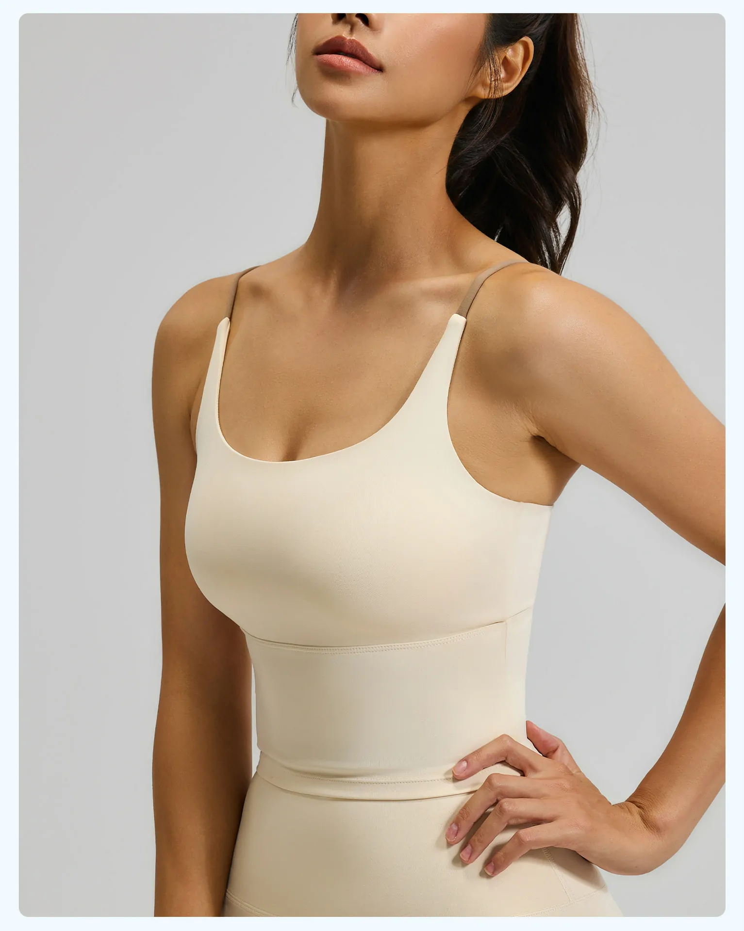 Padded Sports Bra Tank Top for Women - Thin Strap Cami with Built-in Bra for Workout & Daily Wear - 图片 3