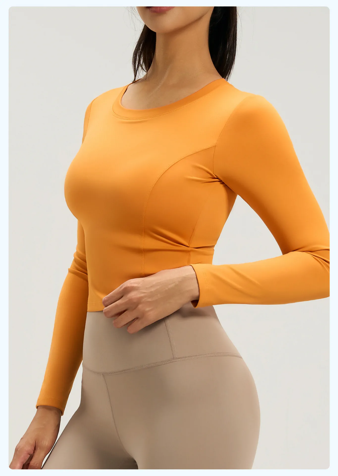 Women's Long Sleeve Workout Top with Built-In Bra – Tummy Control Fitness Shirt for Yoga & Gym - 图片 2