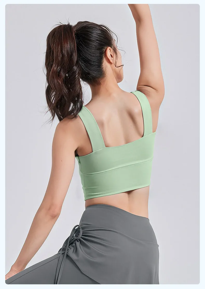 Wide Strap Sports Bra Tank - Maximum Support with Enhanced Shape for Running & Yoga - 图片 2