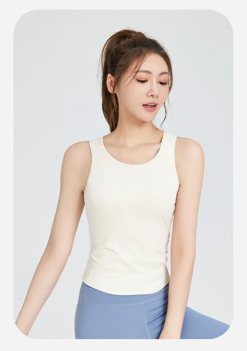 Women's Yoga Tank Top with Built-in Bra - Secure Fit Non-See Workout Shirt for Fitness - 图片 5