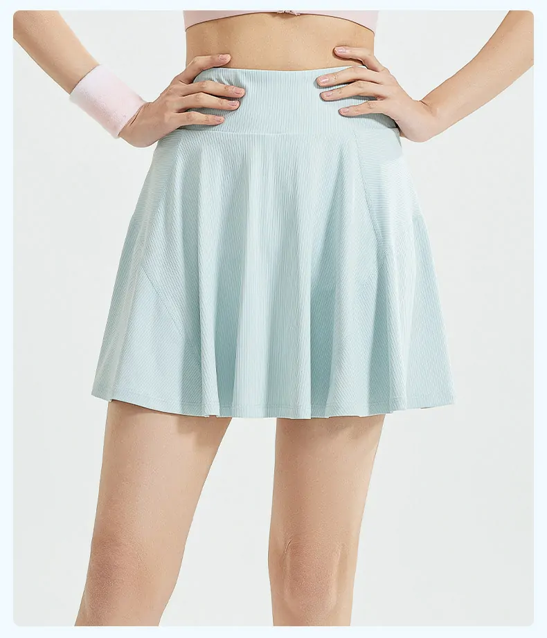 Women's High Waisted Workout Skirt – 2-in-1 Athletic Skirt with Anti-Slip Shorts for Tennis & Running - 图片 3