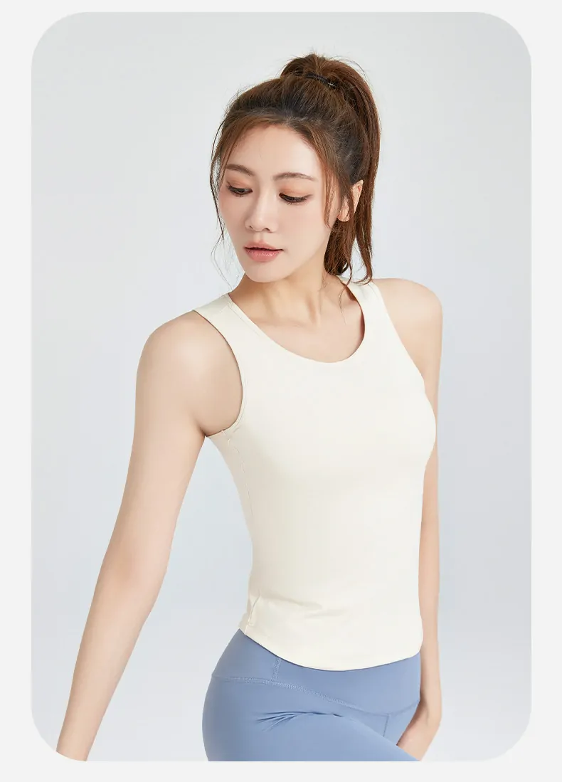 Women's Yoga Tank Top with Built-in Bra - Secure Fit Non-See Workout Shirt for Fitness - 图片 6