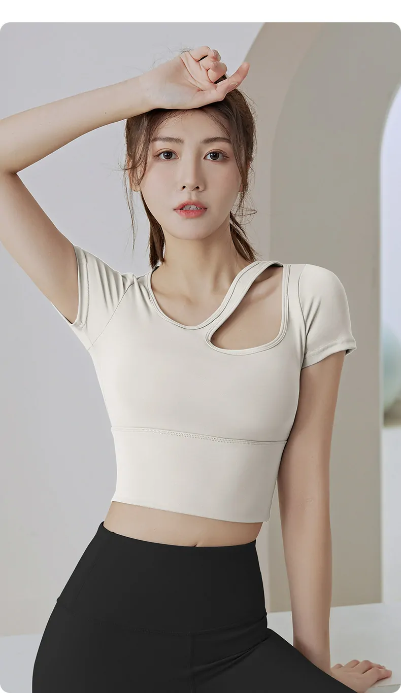 Women's Fitness Shirt with Built-in Bra - Breathable Workout Top for Gym & Yoga - 图片 12