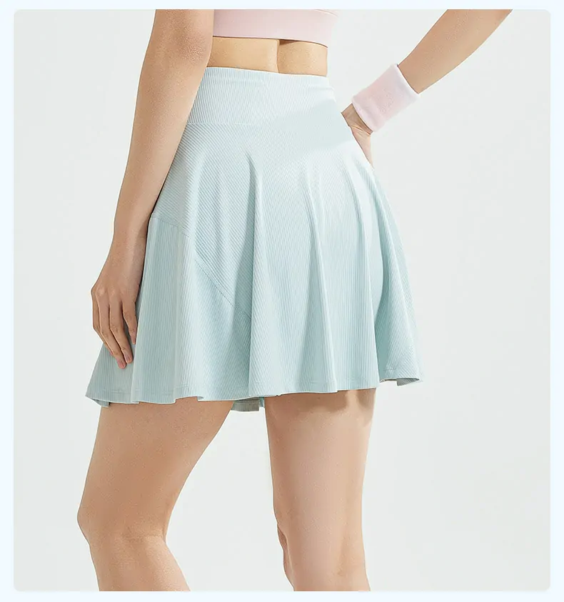 Women's High Waisted Workout Skirt – 2-in-1 Athletic Skirt with Anti-Slip Shorts for Tennis & Running - 图片 4
