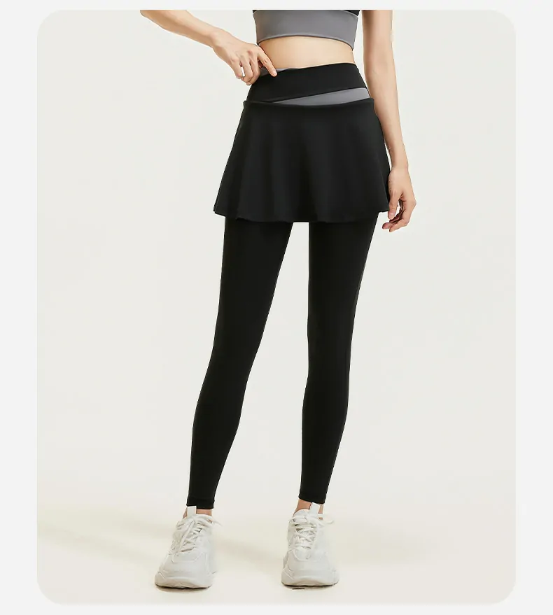 High Waisted Workout Leggings for Women - Color Block 2-in-1 Design with Booty Lifting - 图片 9