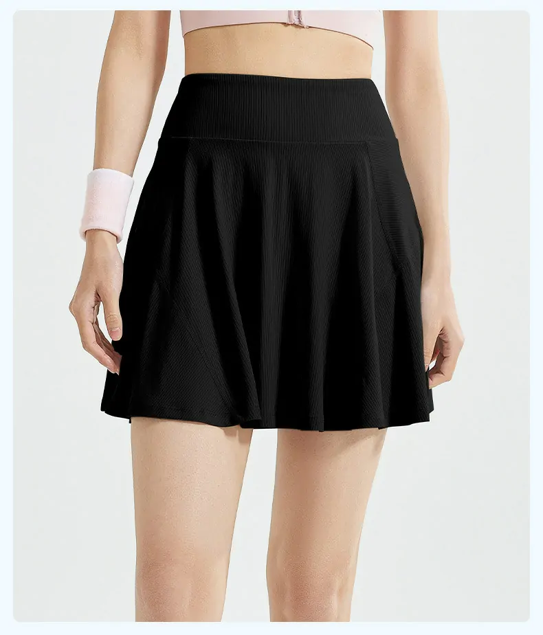 Women's High Waisted Workout Skirt – 2-in-1 Athletic Skirt with Anti-Slip Shorts for Tennis & Running - 图片 5