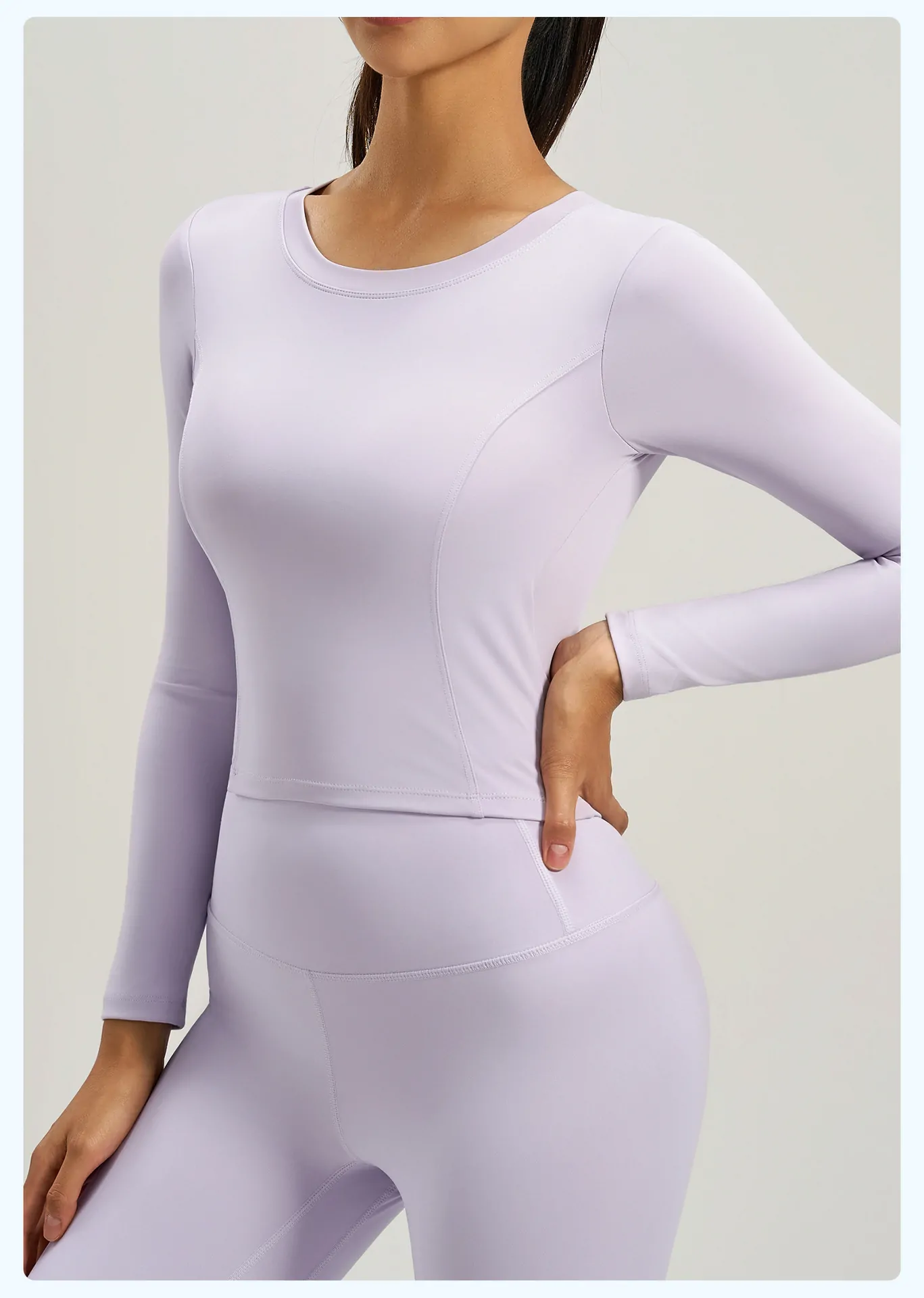 Women's Long Sleeve Workout Top with Built-In Bra – Tummy Control Fitness Shirt for Yoga & Gym - 图片 5