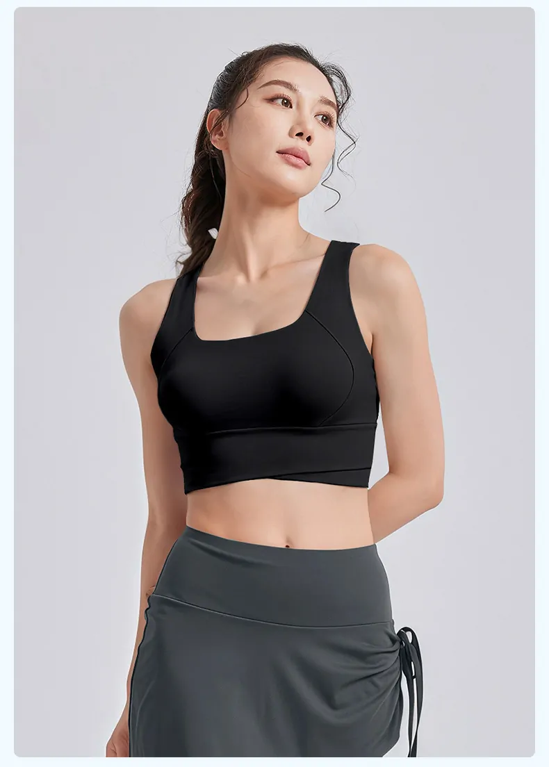 Wide Strap Sports Bra Tank - Maximum Support with Enhanced Shape for Running & Yoga - 图片 5