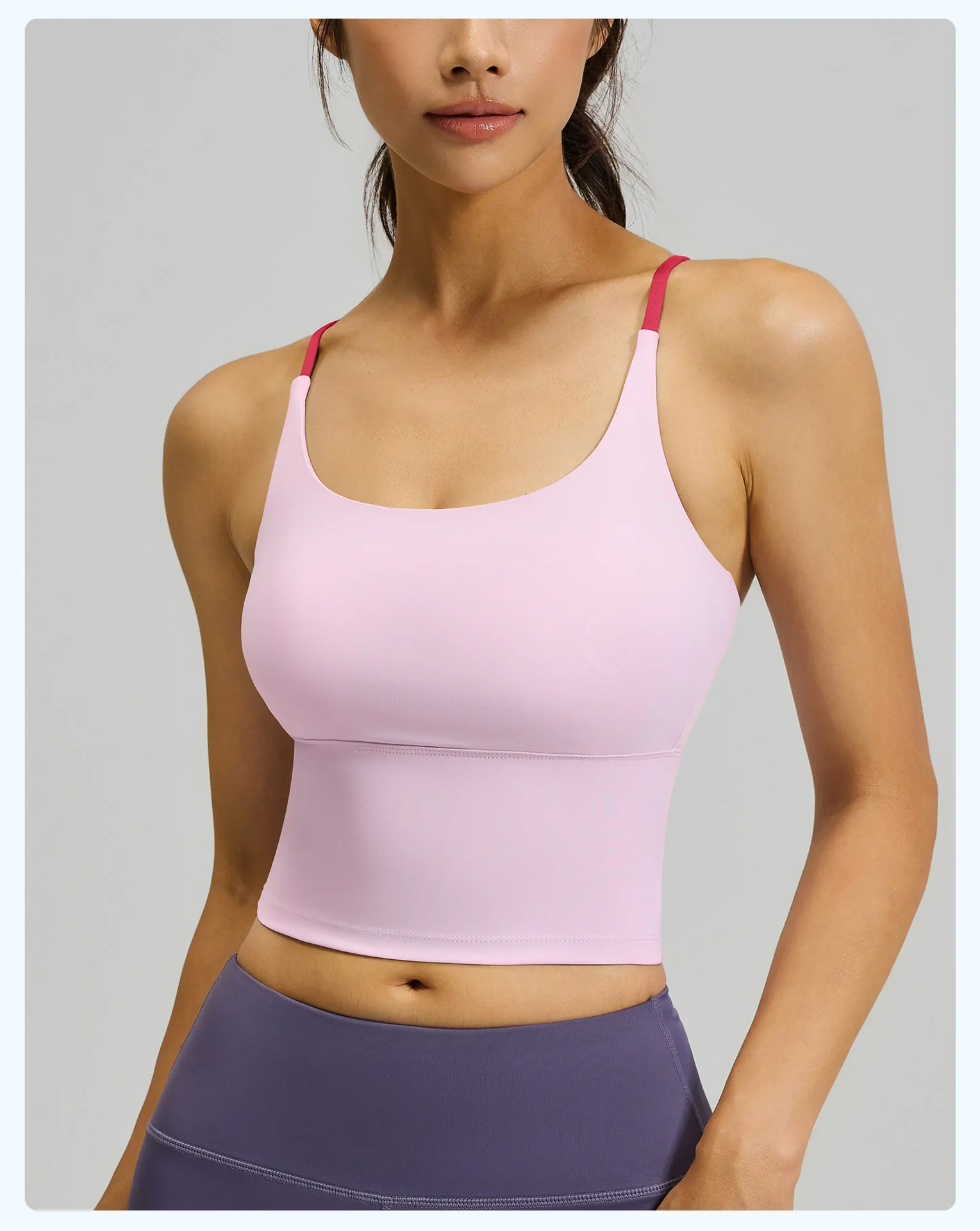 Padded Sports Bra Tank Top for Women - Thin Strap Cami with Built-in Bra for Workout & Daily Wear - 图片 7