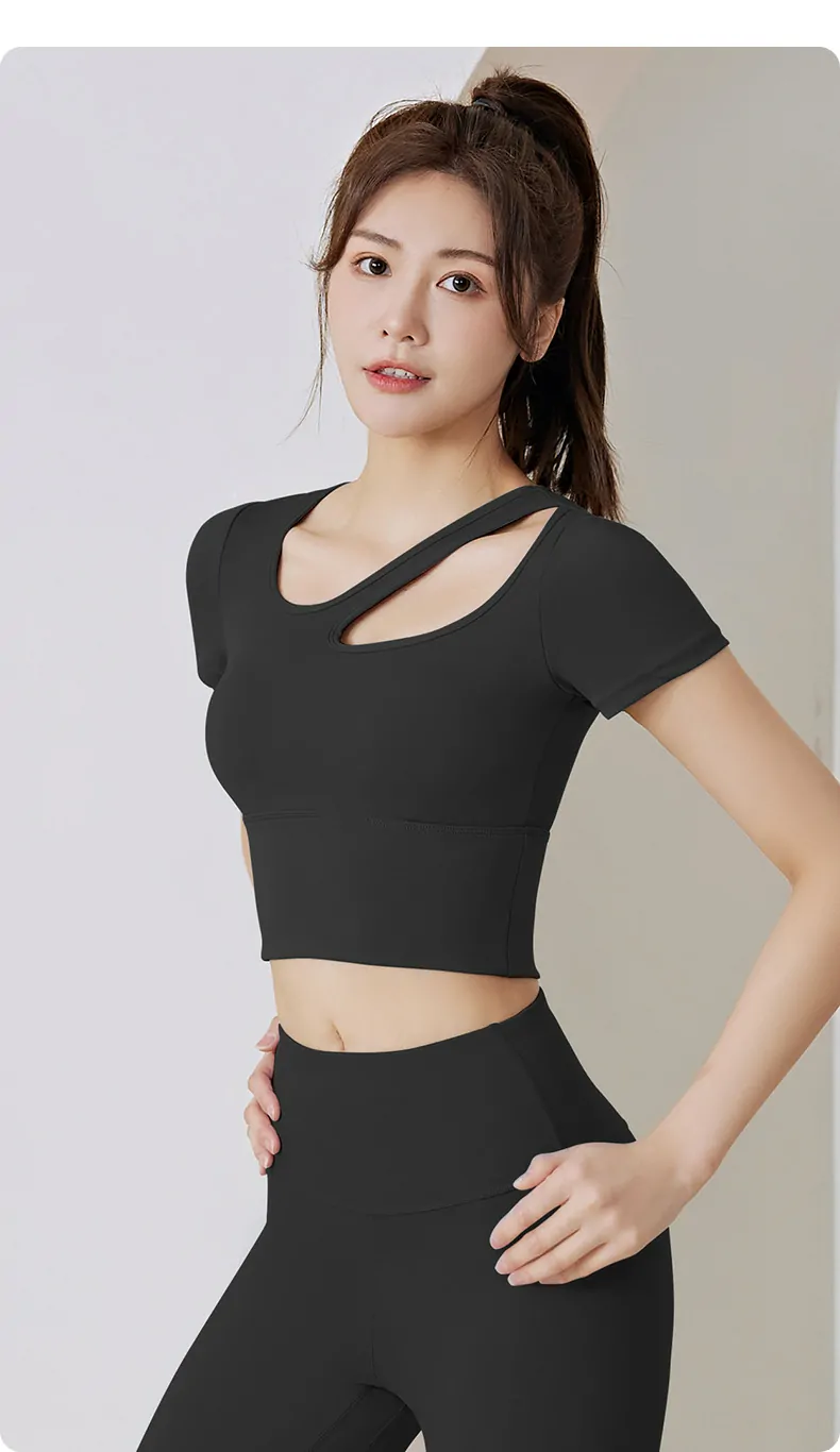 Women's Fitness Shirt with Built-in Bra - Breathable Workout Top for Gym & Yoga - 图片 14