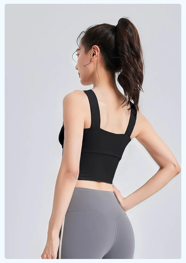 Wide Strap Sports Bra Tank - Maximum Support with Enhanced Shape for Running & Yoga - 图片 6