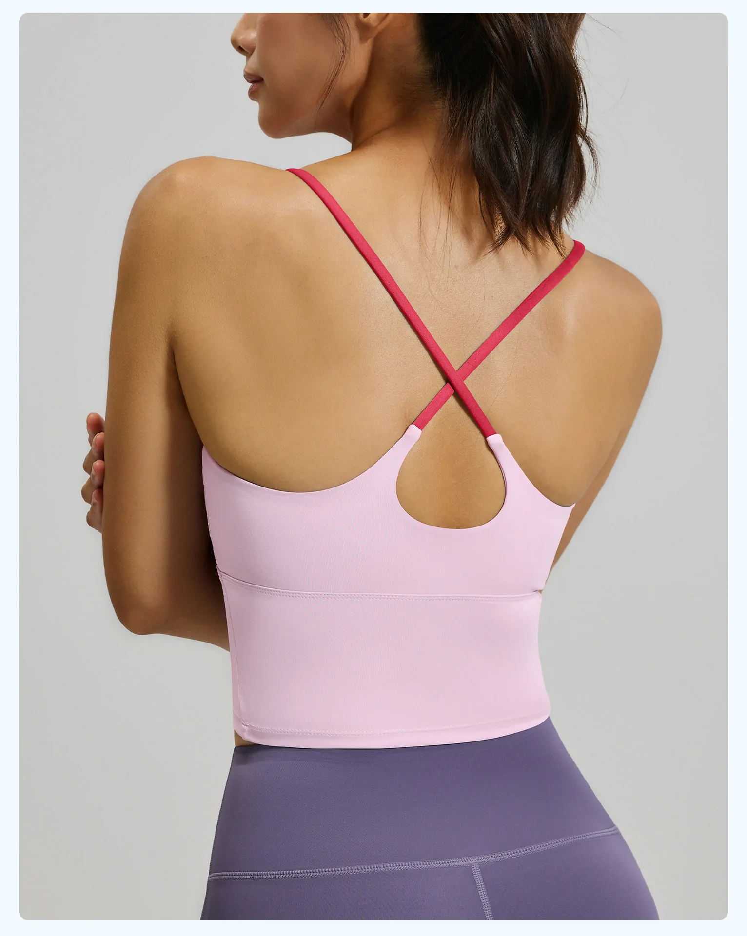 Padded Sports Bra Tank Top for Women - Thin Strap Cami with Built-in Bra for Workout & Daily Wear - 图片 8