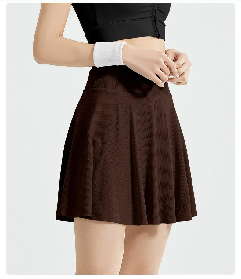 Women's High Waisted Workout Skirt – 2-in-1 Athletic Skirt with Anti-Slip Shorts for Tennis & Running - 图片 7