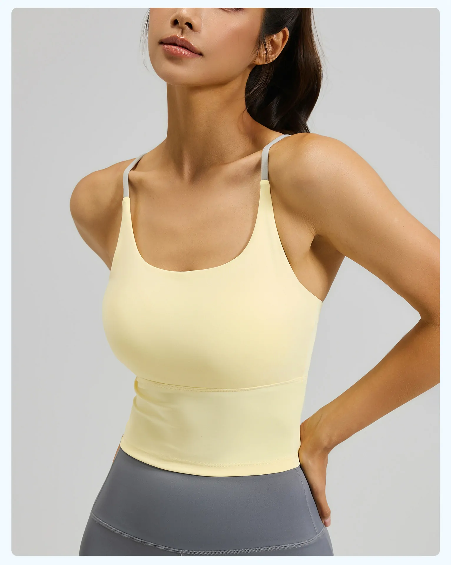 Padded Sports Bra Tank Top for Women - Thin Strap Cami with Built-in Bra for Workout & Daily Wear - 图片 9