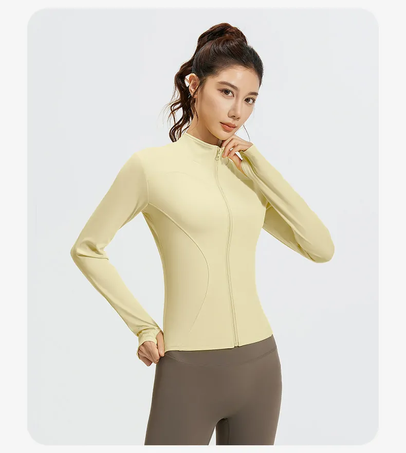 Women's Slim Fit Workout Jacket - Mock Neck Long Sleeve Top for Running & Fitness - 图片 11
