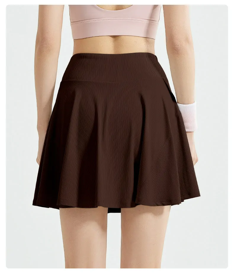 Women's High Waisted Workout Skirt – 2-in-1 Athletic Skirt with Anti-Slip Shorts for Tennis & Running - 图片 8