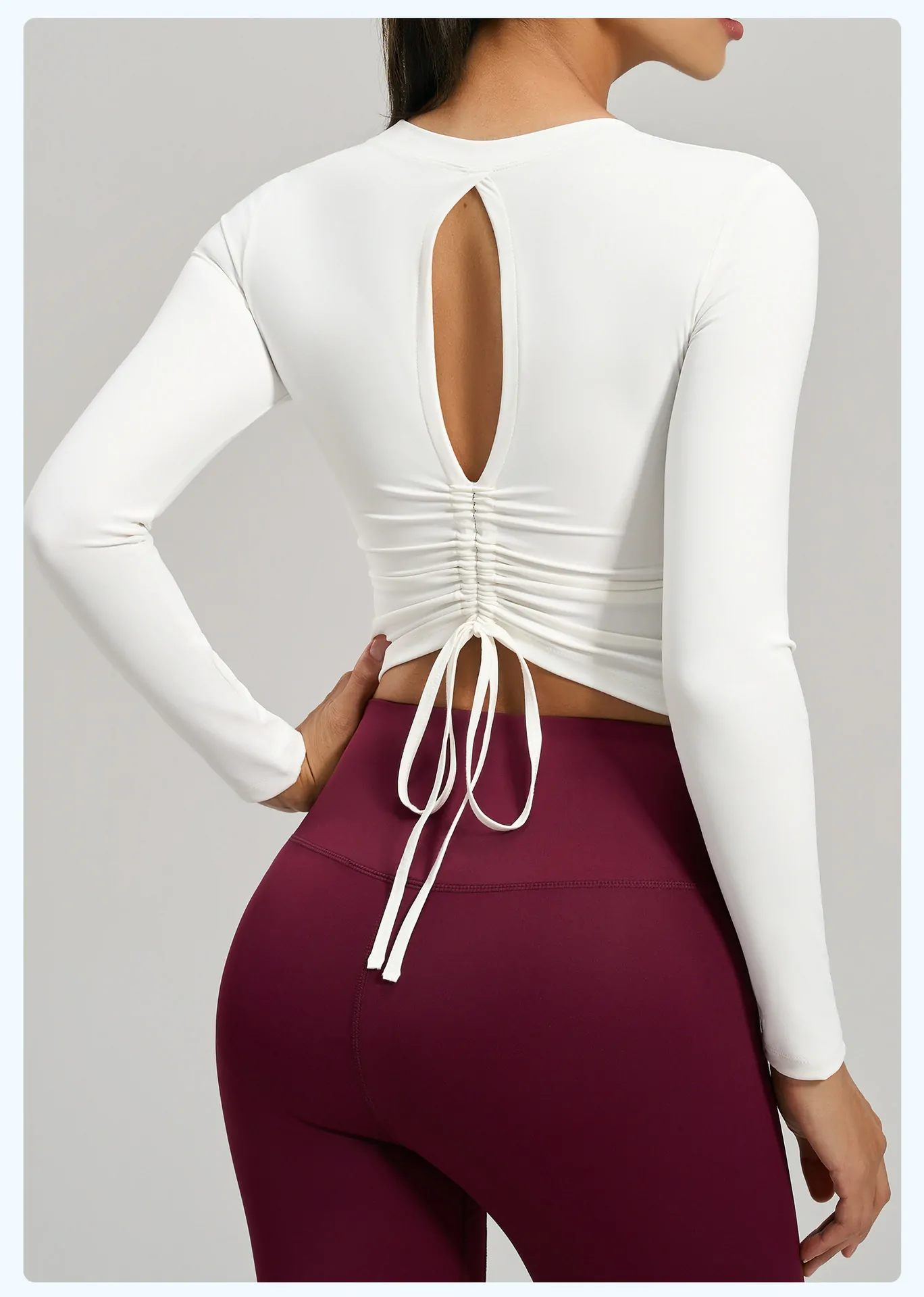 Women's Long Sleeve Workout Top with Built-In Bra – Tummy Control Fitness Shirt for Yoga & Gym - 图片 9