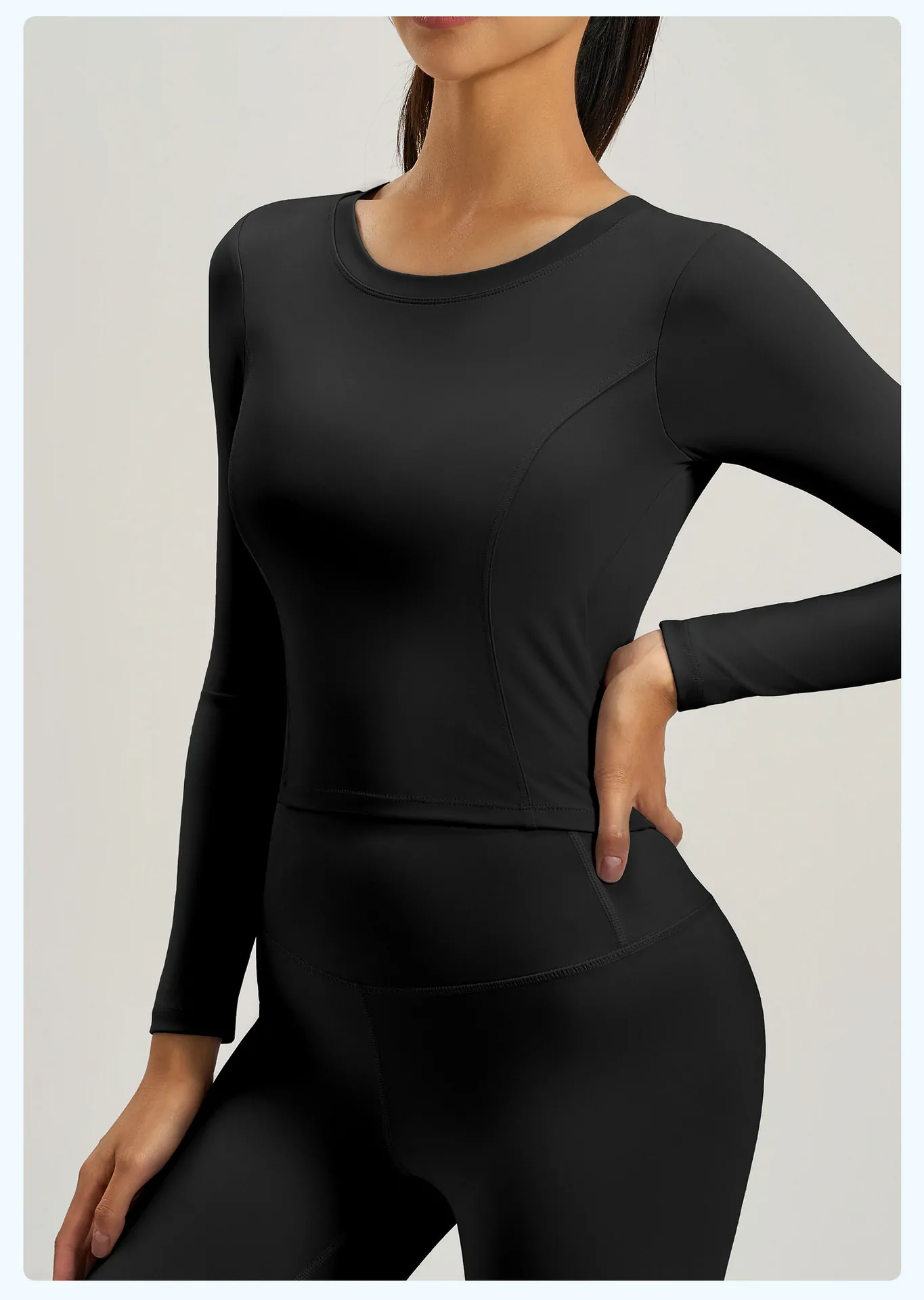 Women's Long Sleeve Workout Top with Built-In Bra – Tummy Control Fitness Shirt for Yoga & Gym - 图片 11