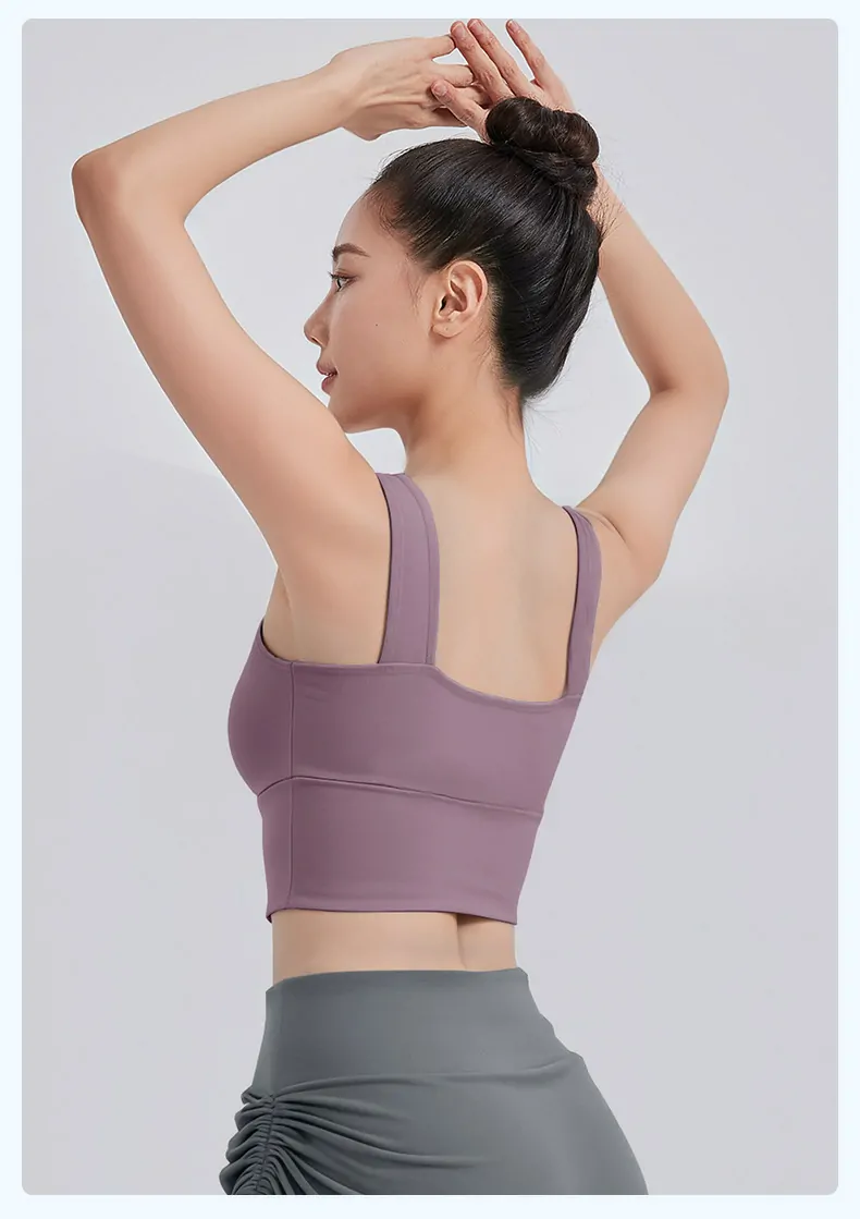 Wide Strap Sports Bra Tank - Maximum Support with Enhanced Shape for Running & Yoga - 图片 12