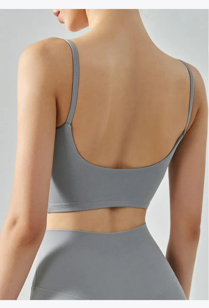 Soft Seamless Padded Sports Bra - Women's Square Neck Yoga Racerback Tank【DSB316】 - 图片 21