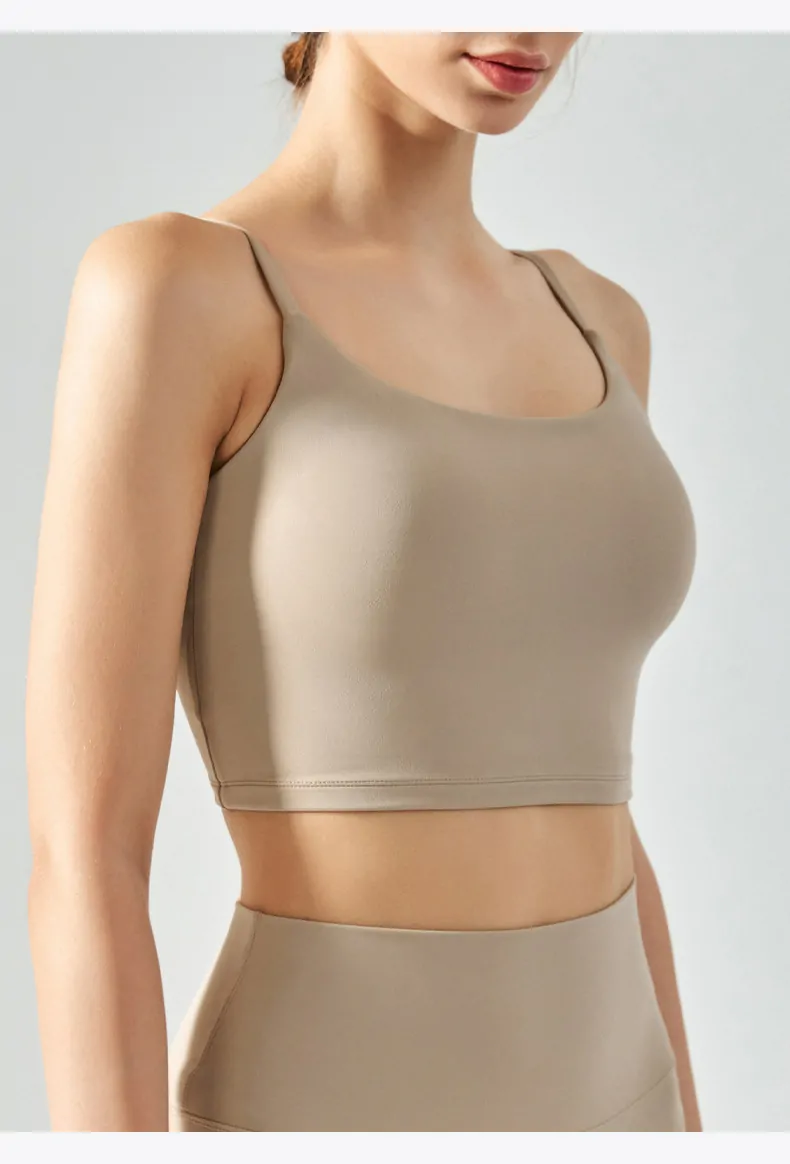 Soft Seamless Padded Sports Bra - Women's Square Neck Yoga Racerback Tank【DSB316】 - 图片 17