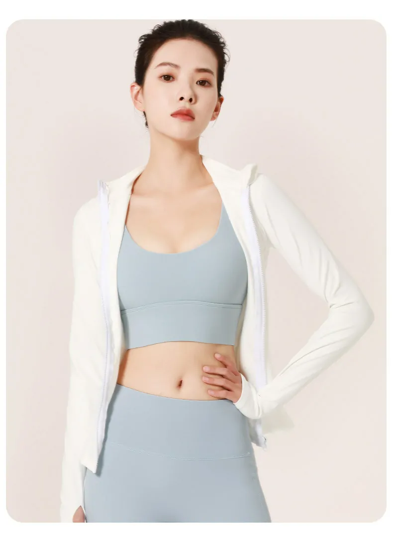 Nylon Stand-Collar Training Jacket - Moisture-Wicking Zip Front for Running & Yoga - 图片 3