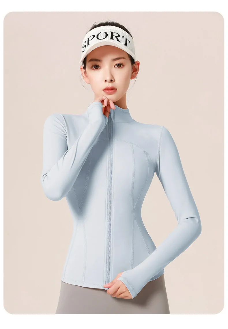 Nylon Stand-Collar Training Jacket - Moisture-Wicking Zip Front for Running & Yoga - 图片 4