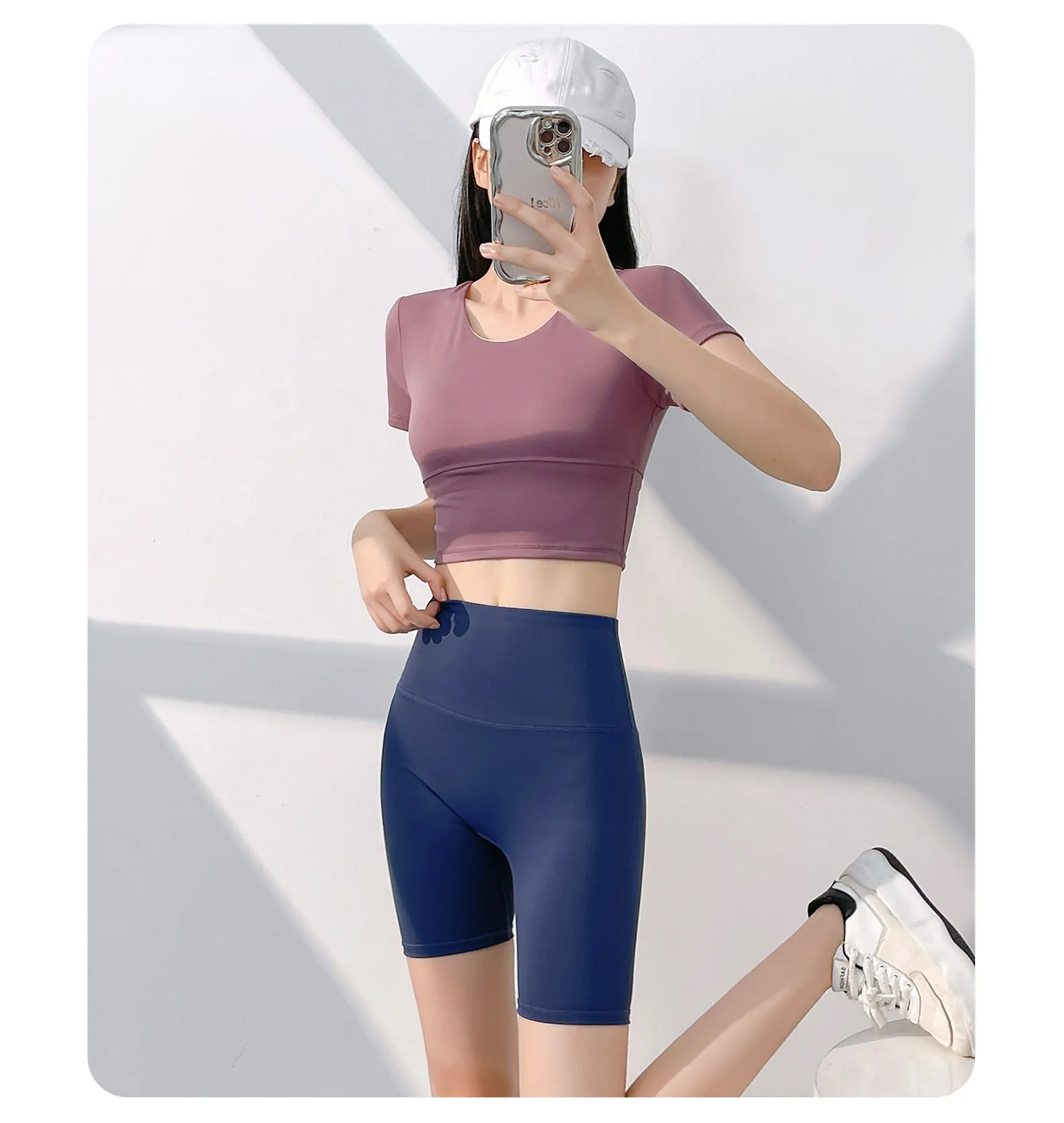 High Waisted Workout Shorts for Women - No Front Seam & Tummy Control Yoga Shorts - 图片 2