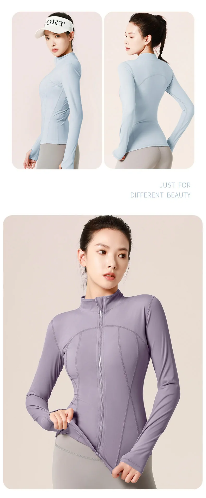 Nylon Stand-Collar Training Jacket - Moisture-Wicking Zip Front for Running & Yoga - 图片 5