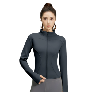 Slim-Fit Thermal Yoga Jacket - Stand Collar Brushed Fleece Layer for Warmth & Flexibility