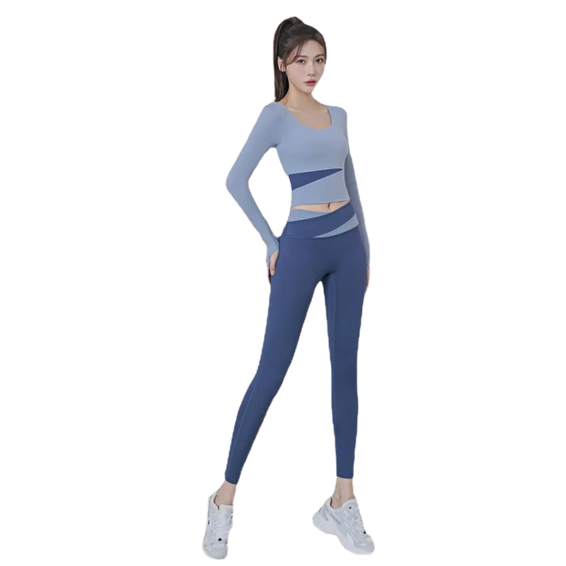 Color Block Cropped Long Sleeve - Street-Ready Yoga Top for Layered Workout Styles