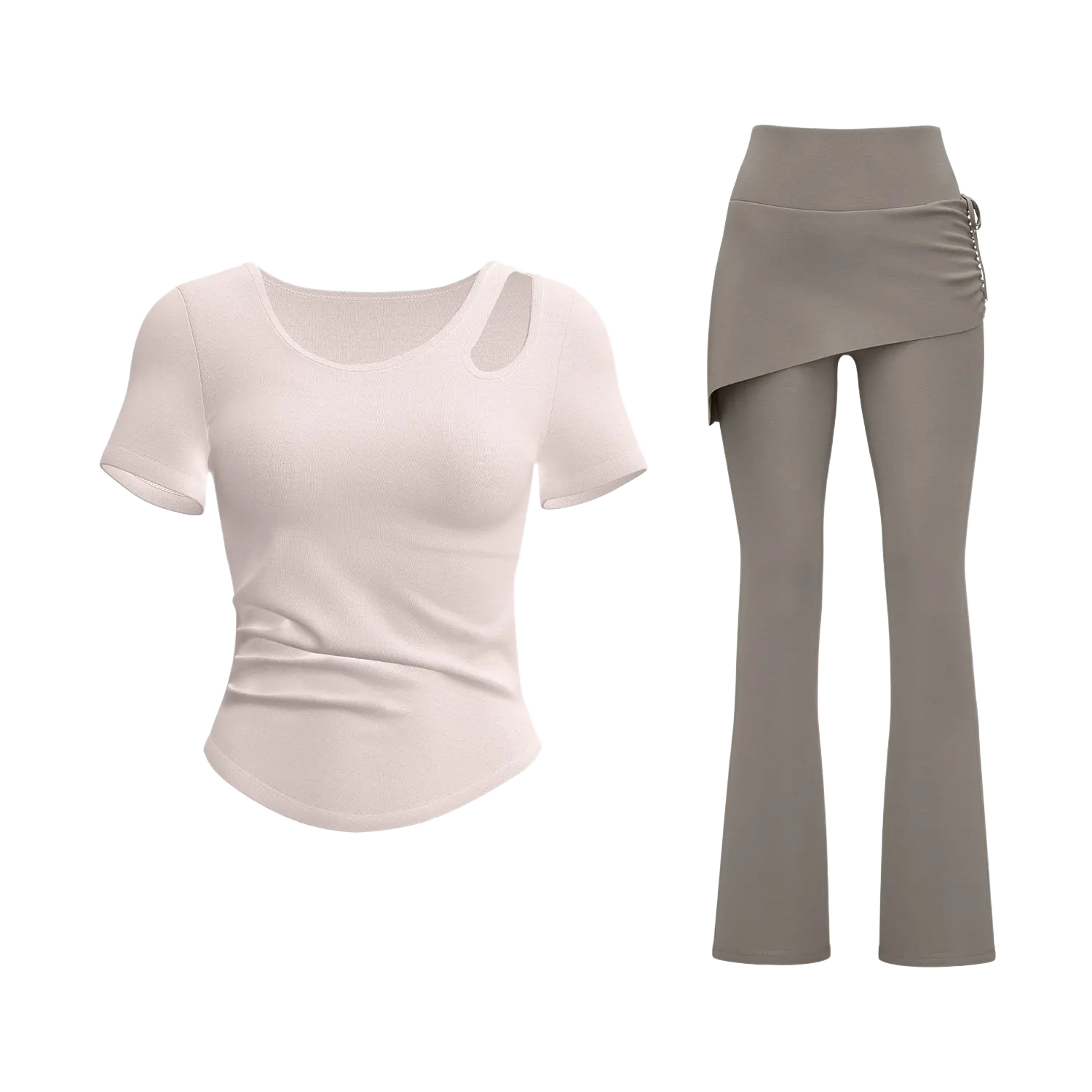 Cut-Out Detail Yoga Top - Slim-Fit Breathable Short Sleeve for Pilates & Dynamic Training