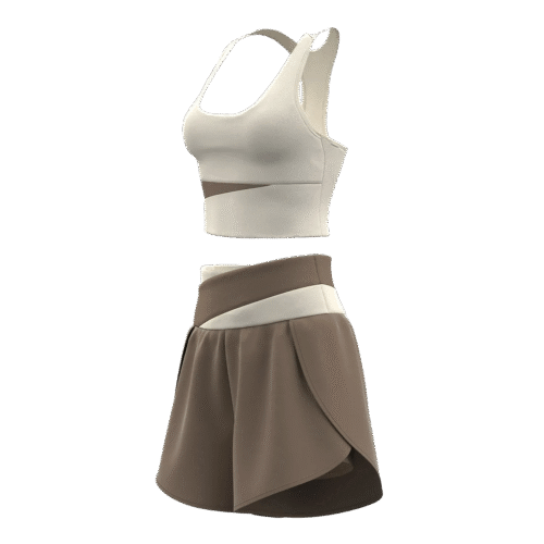 wholesale layered active shorts in khaki with built-in liner