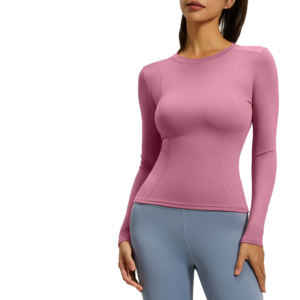 wholesale long sleeve top in pink fitted