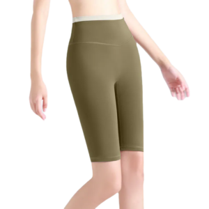 wholesale high-waist fitness shorts in olive green