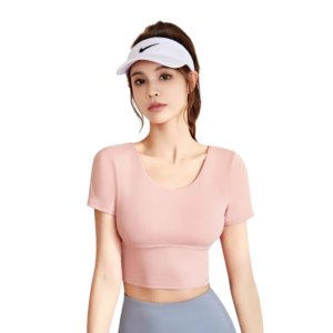wholesale crop top in light pink fitted