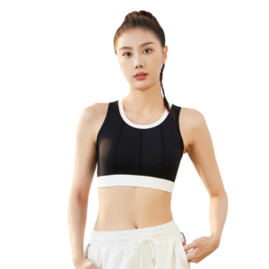 wholesale sports bra in black with white trim