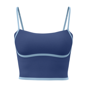 wholesale strappy camisole in navy blue with light blue trim