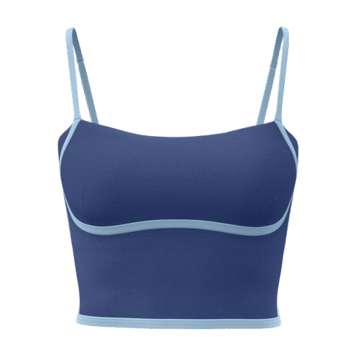 wholesale strappy camisole in navy blue with light blue trim