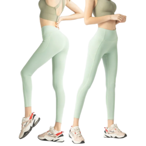 wholesale fitness leggings in light green high-waisted