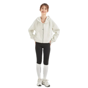 wholesale zip-up hoodie in light grey relaxed fit