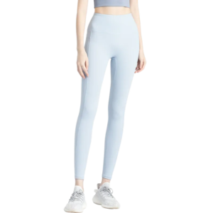 wholesale activewear set in light blue matching crop top and leggings