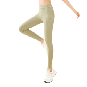 holesale high-waist fitness leggings in light olive green